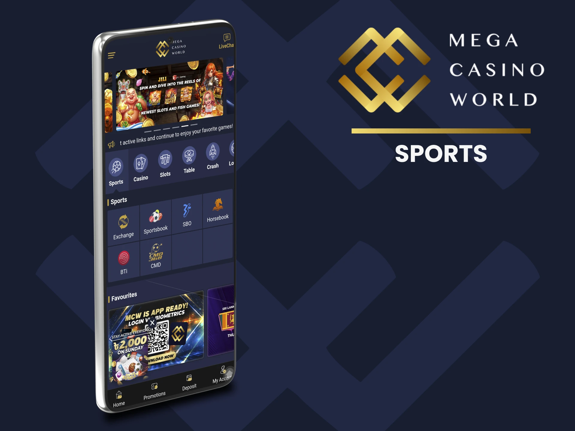 The MCW apps provides the opportunity to bet on various sports matches (rugby, volleyball, hockey, etc.).