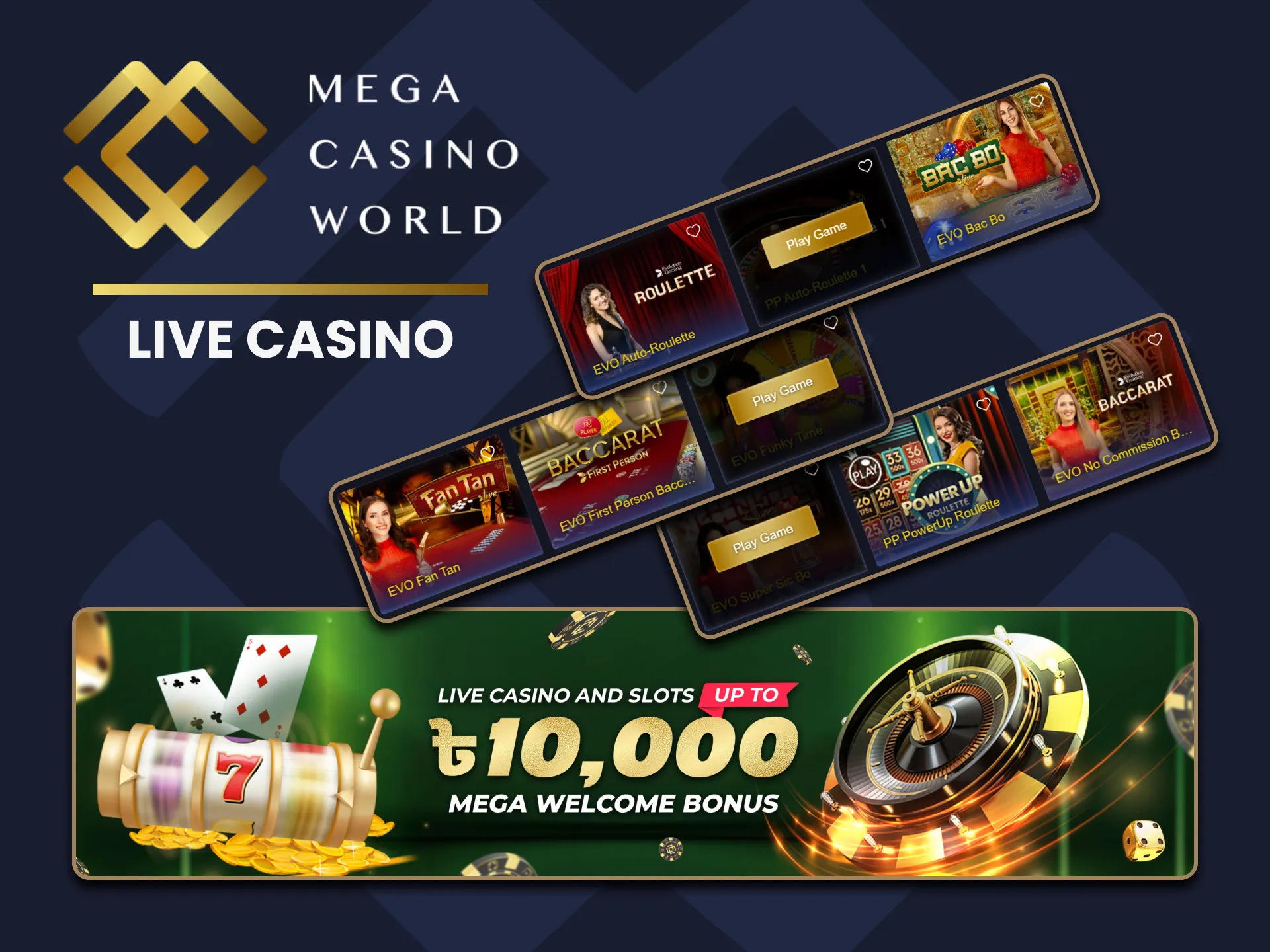 MCW Live Casino section with real dealers.