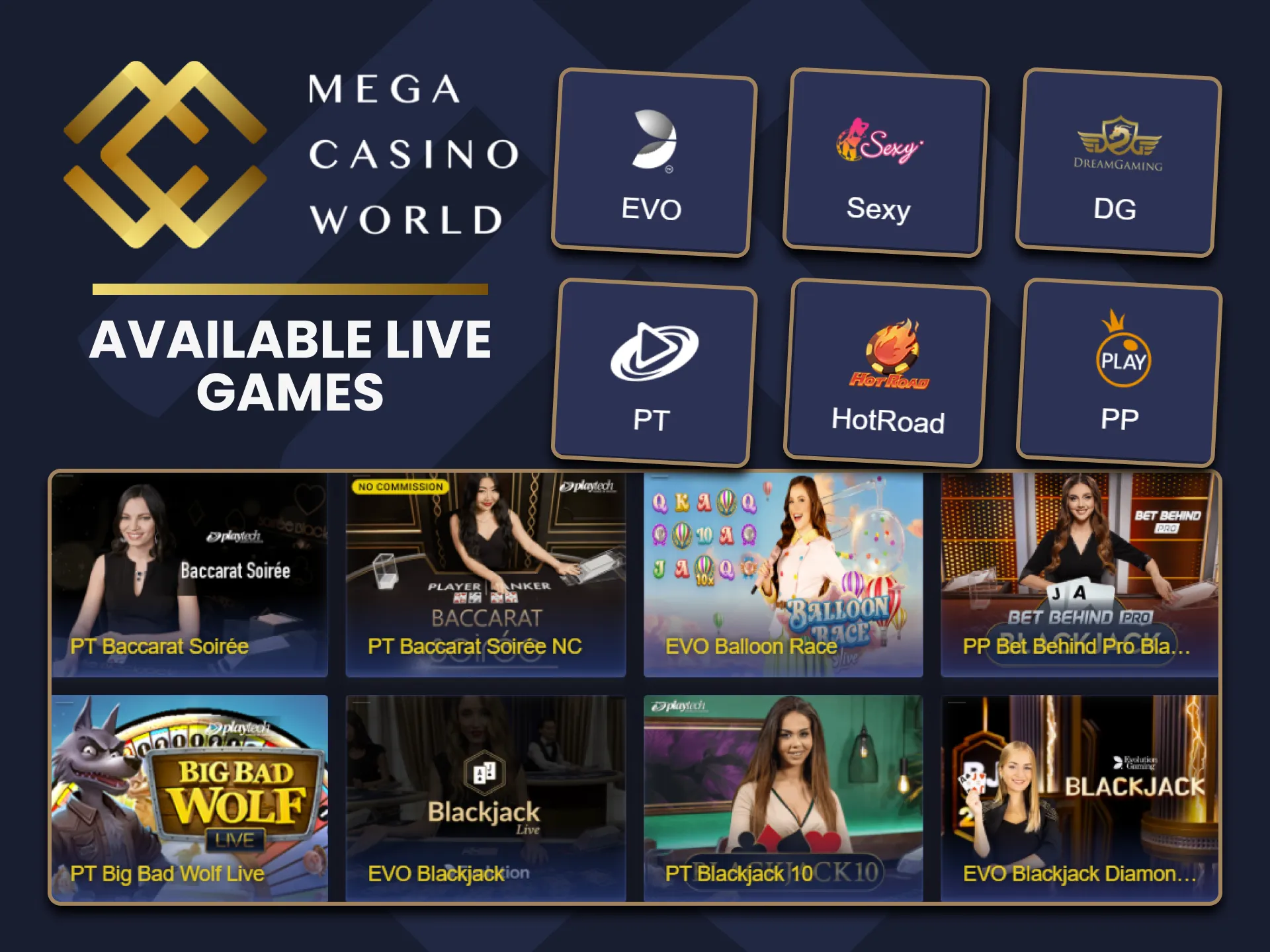 At MCW Live Casino you can choose from a wide variety of games and tables.