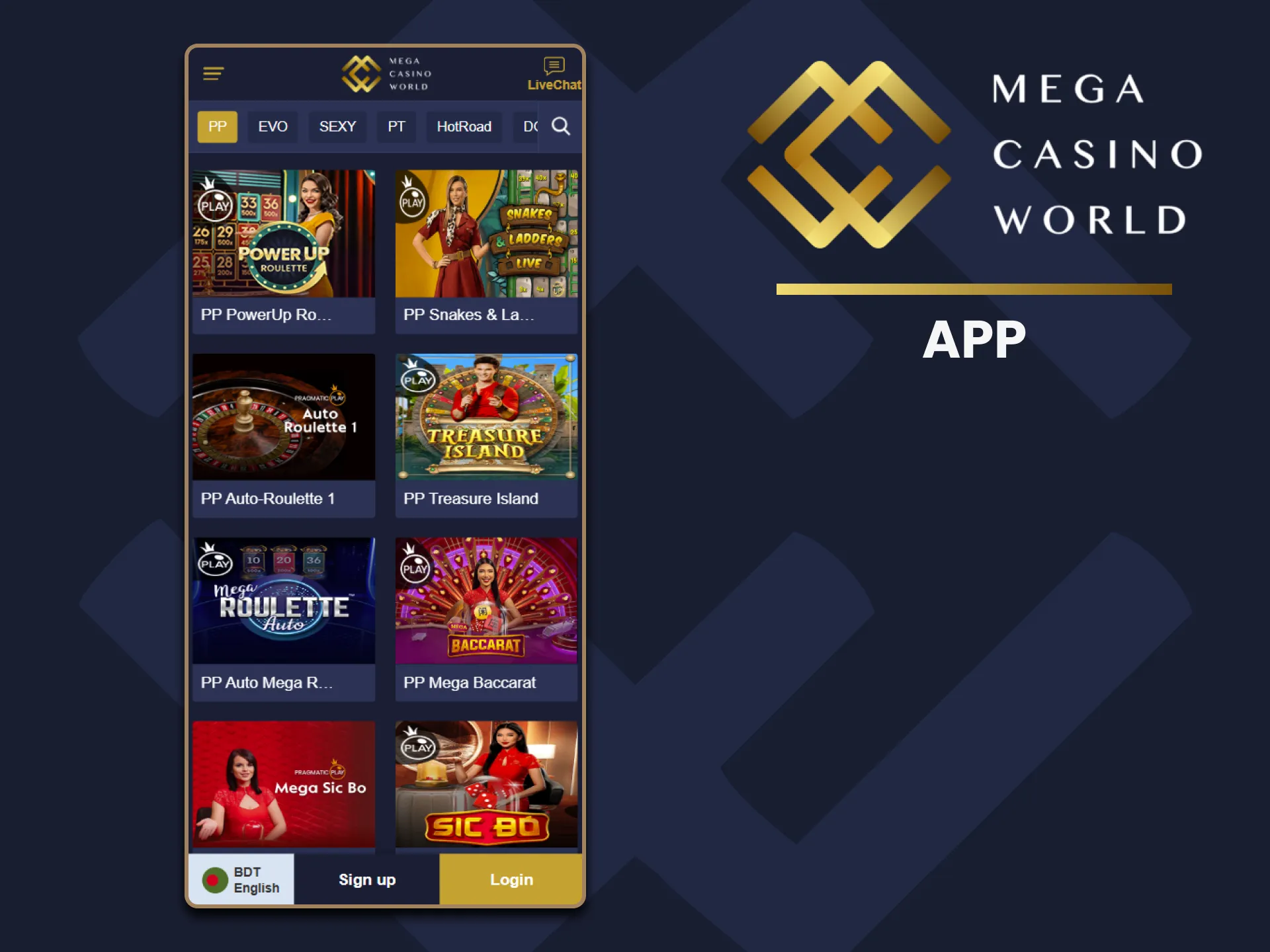 Play your favorite casino games using MCW apps.