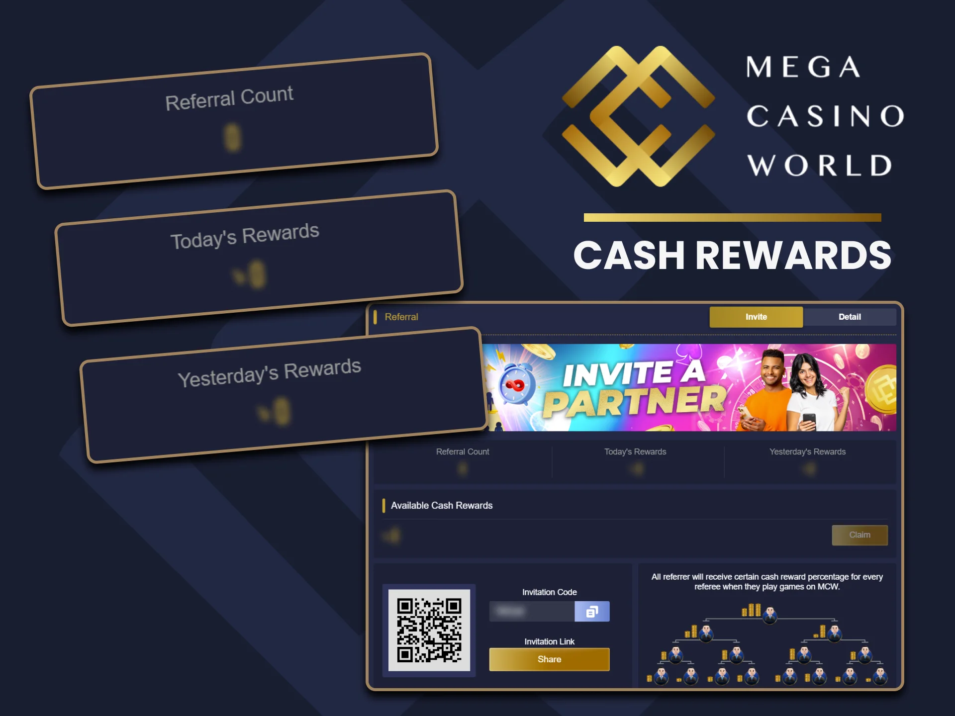 Financial incentives for engaging in the Mega Casino referral scheme.