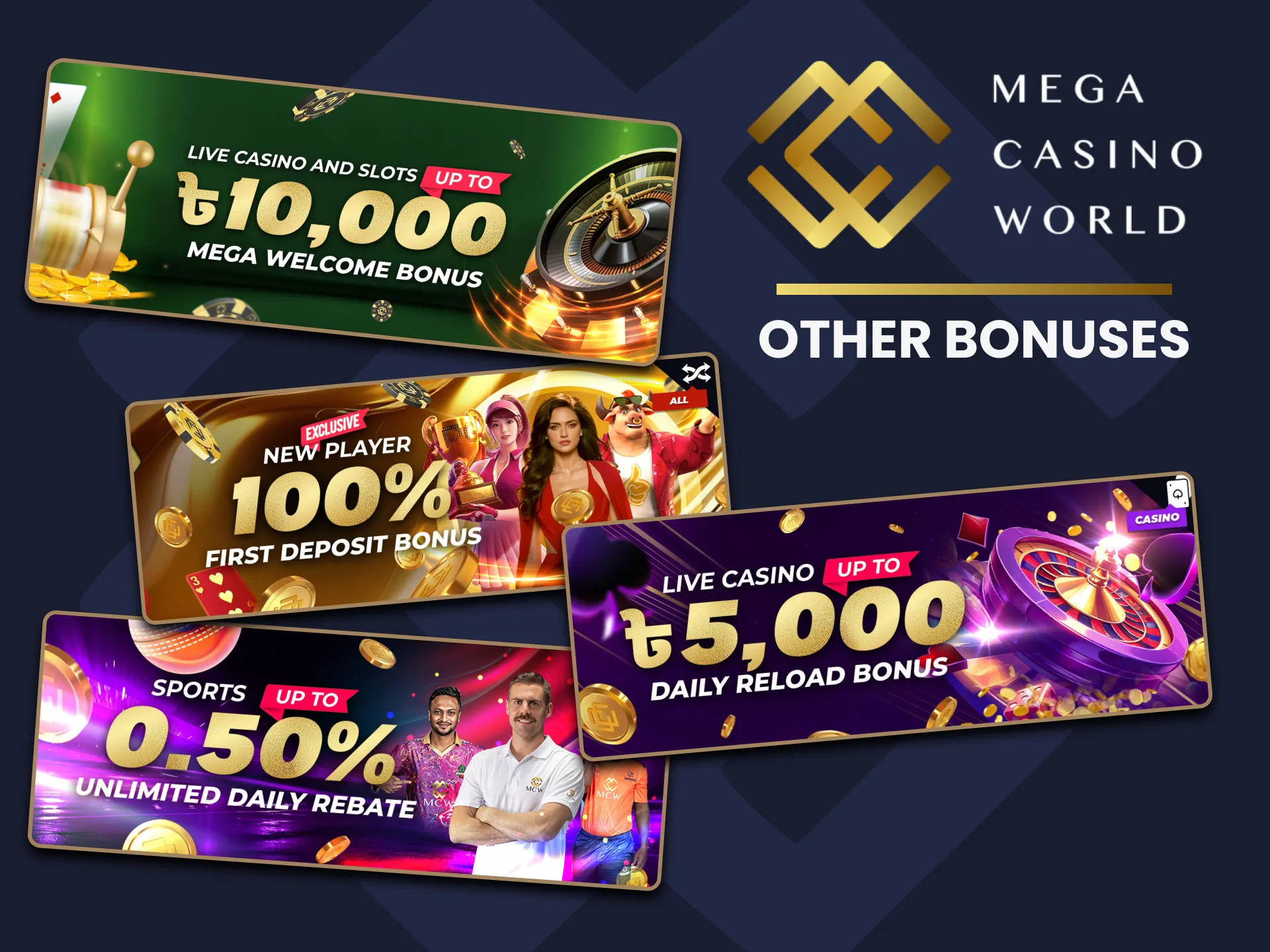 Additional promotions for Bangladeshi players at Mega Casino World.