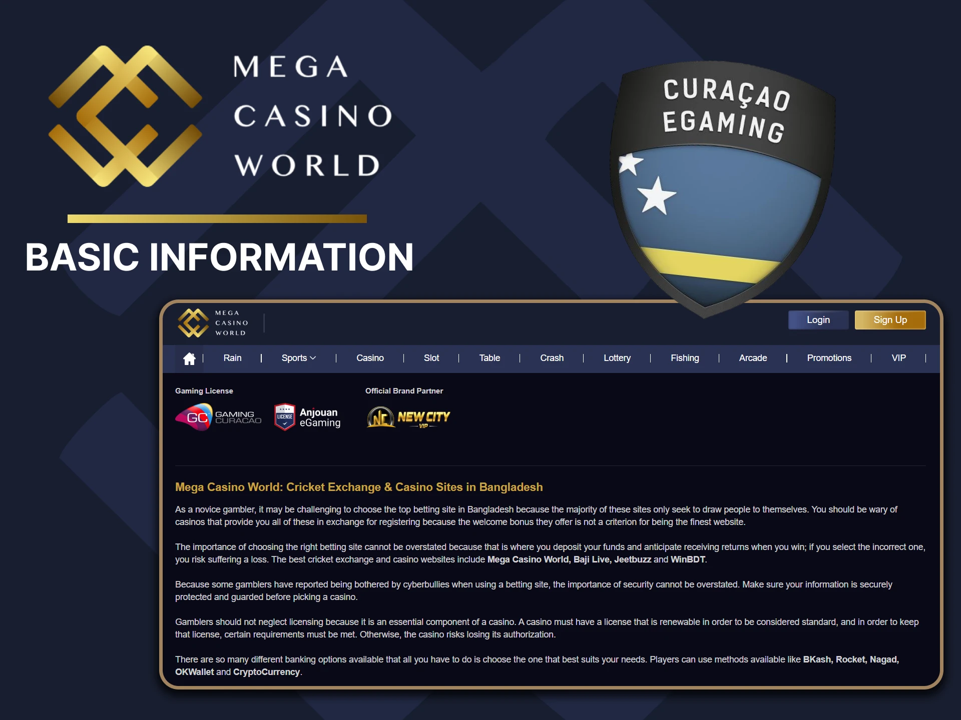 Find out about Mega Casino World's license.