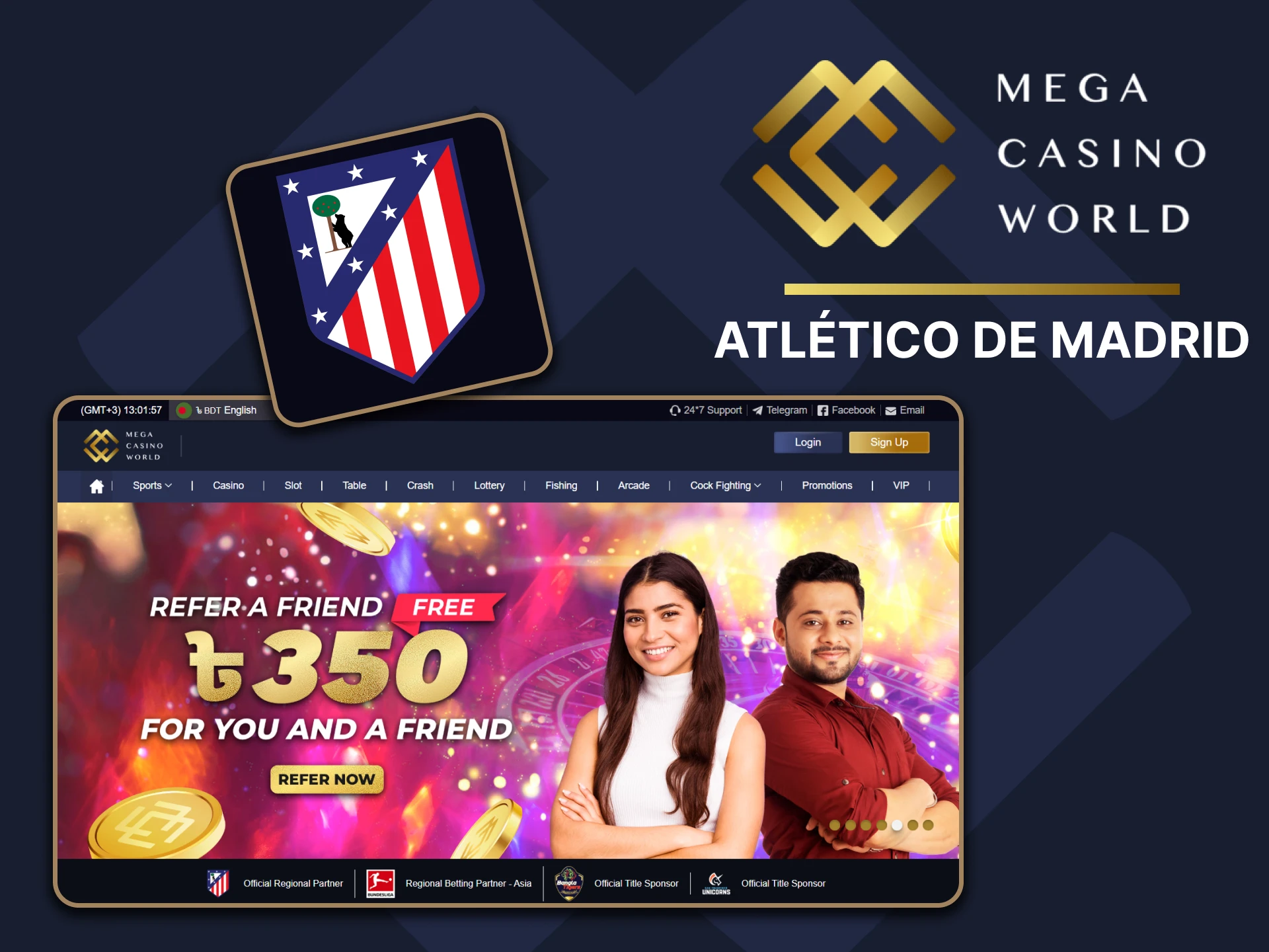 Mega Casino World partners with Atlético de Madrid football club.